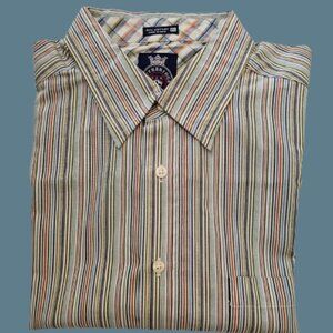 SOUTH BRIDGE MEN's LONG SLEEVE STRIPE CASUAL DRESS SHIRT - SIZE XXL